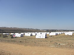 UNHCR tents at a refugee camp following episodes of anti-immigrant violence in South Africa, 2008