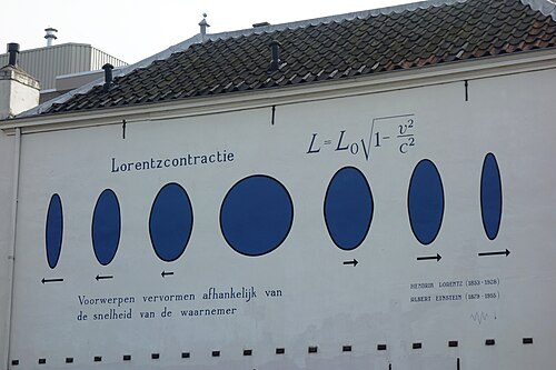 Formula on a wall in Leiden, Netherlands. Lorentz was chair of theoretical physics at the University of Leiden (1877–1910).