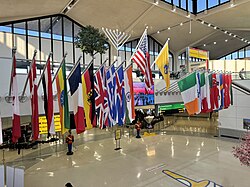 Flags of countries served from Newark, displayed in Terminal B in 2023