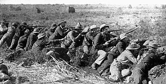 Boers in a trench at Mafeking, 1899