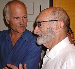 Henry Morgentaler (right), with Jack Layton (left); Morgentaler's appointment was one of the most controversial in the history of the Order of Canada.
