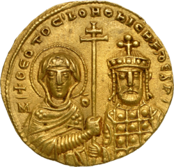 Histamenon of Nikephoros II (right) alongside Mary the Theotokos