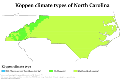 Köppen climate types of North Carolina