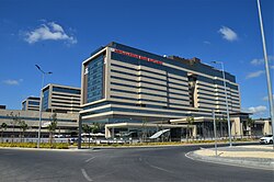 Başakşehir Çam and Sakura City Hospital in Istanbul. It contains 2,068 seismic base isolation units to withstand earthquakes.[445]