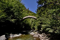 Medieval Bridge crossing into Rkoni Monastery.