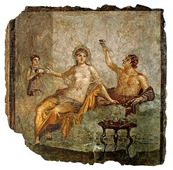 Banquet scene, fresco, Herculaneum, Italy, c. 50 BC