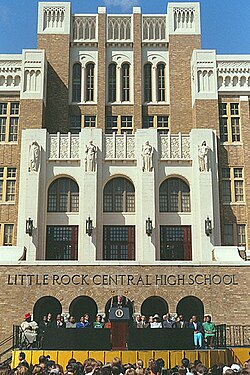 President Bill Clinton led celebrations of the 40th anniversary of desegregation at Little Rock Central High School.