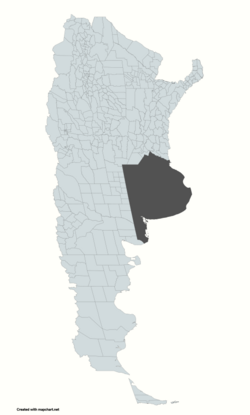 A map of the Argentine departments (except for the province of Buenos Aires and the Autonomous City of Buenos Aires colored in dark gray)