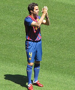 Fàbregas during his presentation at Barcelona in August 2011