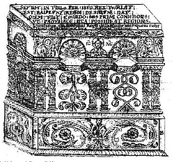 The tomb of Baldwin V on an 18th-century drawing by Elzear Horn