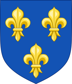Arms of the Kings of France blazoned Azure, three fleurs-de-lis or