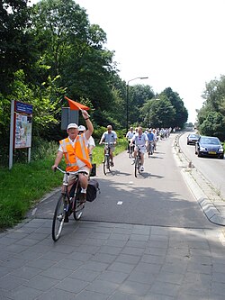 Bike bus of adults, Eerde, Netherlands