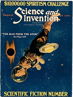 The August 1923 issue of Science and Invention — the "Scientific Fiction number" — was the first issue of a Gernsback-published magazine to have significant fiction content.[56]