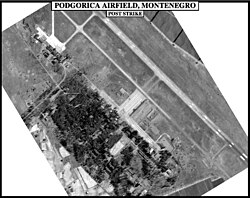 Damage done to Podgorica Airport after the 1999 NATO bombing of Yugoslavia