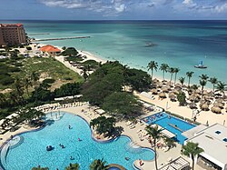 A tourist resort on the island