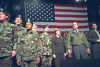 President George W. Bush with troops at Fort Hood, Texas, 2003