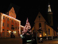 The German city of Rottenburg am Neckar decorated for Christmas and Silvester