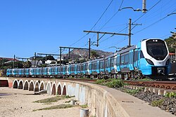 Metrorail train near Kalk Bay station