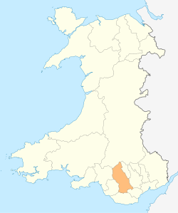 Map of Wales with Rhondda Cynon Taf highlighted