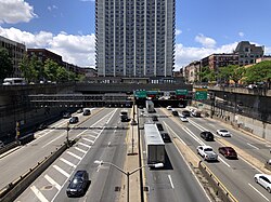 Interstate 95 is the most prominent highway serving Manhattan, known as the Trans-Manhattan Expressway between the George Washington and Alexander Hamilton bridges.