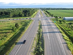 Intersection along the Veterans Memorial Parkway, an at-grade expressway