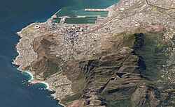 3D satellite image of the City Bowl, containing Cape Town CBD, and Table Mountain