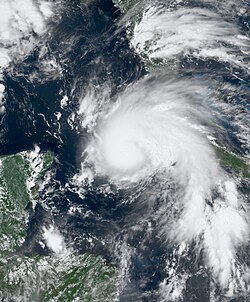 Hurricane Ida making its first landfall in Cuba late on August 27