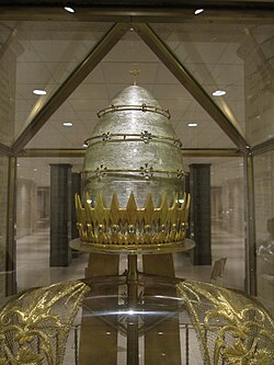 Paul VI's papal tiara, now in the Crypt of the Basilica of the National Shrine of the Immaculate Conception