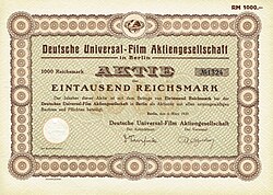 Share of the Deutsche Universal-Film AG, issued March 4, 1930