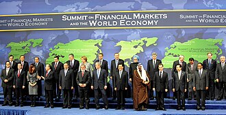 Leaders of the G20 countries and others present at the 2008 G20 Washington summit. Most members of the G20 are middle powers, while some are great powers.