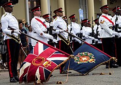 Colour party of the Royal Bermuda Regiment at Queen's Birthday Parade on 10 June 2017