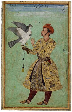 Mughal emperor Akbar with a hawk