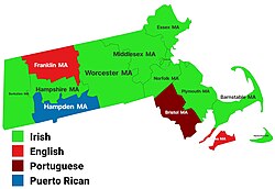 Largest alone or in any combination ethnic origin by county in Massachusetts, per the 2020 census [199]