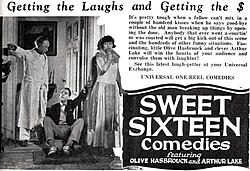 Advertisement for comedy short films with Arthur Lake and Olive Hasbrouck