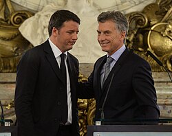 Macri with Italian prime minister Matteo Renzi, in 2016