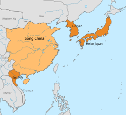 Map of the Sinosphere nations (Japan, Korea, China and Vietnam) in the 11th century