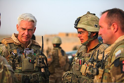 A British commissioned officer (left) and warrant officer (right) in Afghanistan.