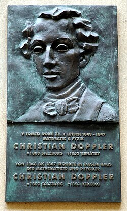 plaque of Christian Doppler, c. 1845