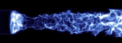 Volume rendering of a non-premixed swirl flame as simulated by LES