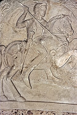 Tombstone of a Roman auxiliary trooper from Cologne, Germany. Second half of the first century AD.