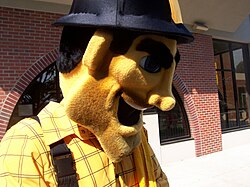 Steely McBeam signing autographs for fans at Steelers training camp on August 2, 2007