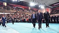 Bahçeli announcing his party's manifesto for 2018 general election