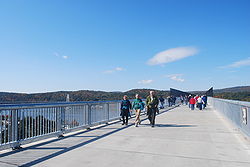 The Walkway over the Hudson, the world's longest pedestrian bridge,[258] connects Ulster and Dutchess counties in New York.