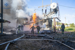 Fires on a combined heat and power plant in Kyiv after Russian missile strikes on 10 October 2022