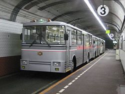 Underground trolleybus at Kurobe Dam Station
