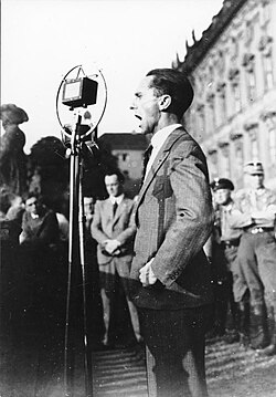 Joseph Goebbels speaking at a political rally against the Lausanne Conference (1932)