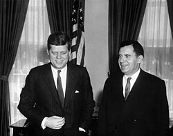Belarus-born Andrei Gromyko (right) served as Soviet foreign minister (1957–1985) and as Chairman of the Presidium of the Supreme Soviet (1985–1988)