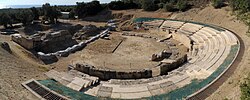 Ruins of the ancient theatre in Maroneia, Rhodope, East Macedonia and Thrace, Greece