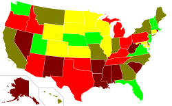 Education ranking of state residents as of 2019: 01–10, 11–20, 21–30, 31–40, 41–50