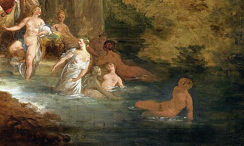Detail of Jean-Pierre Norblin de La Gourdaine's Bath in the Park (1785)